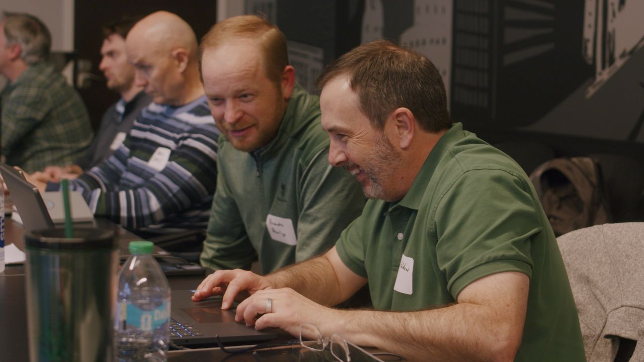 Students having fun during public AI training